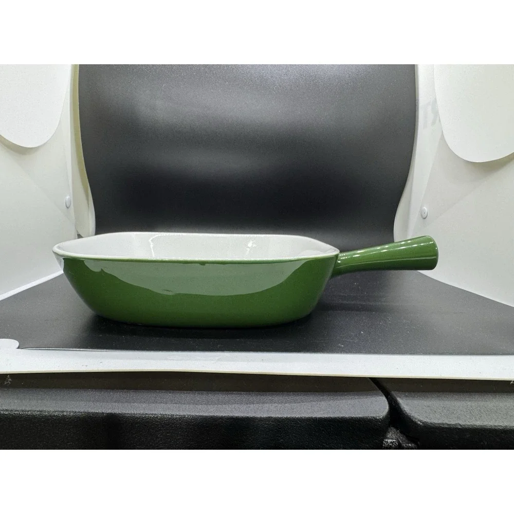 Lyngby porcelain green‎ enamel skillet